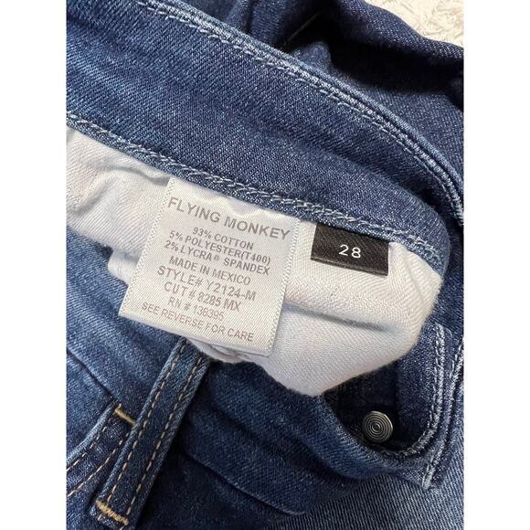 Flying Monkey Women’s Factory Distressed Blue Jeans Size 28 - Picture 3 of 8